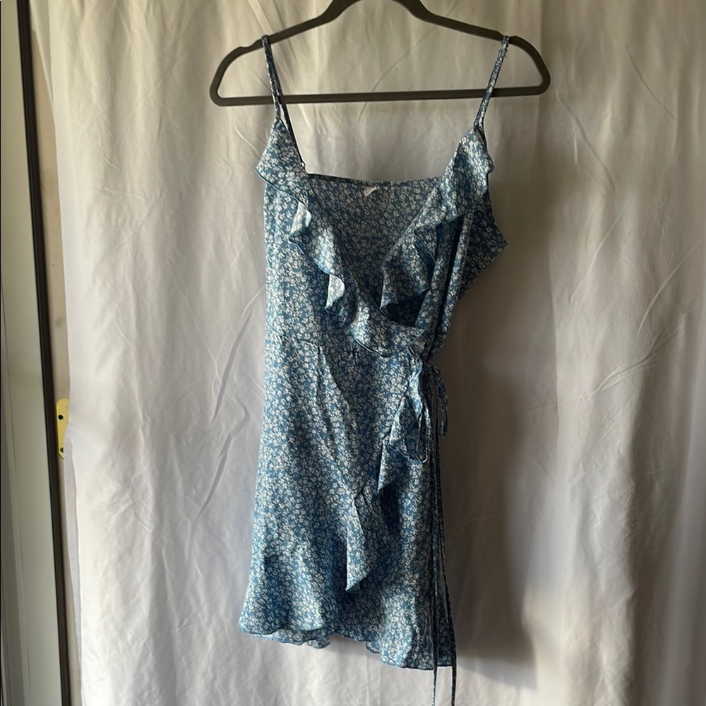 Blue Floral Women's Summer wrap Dress